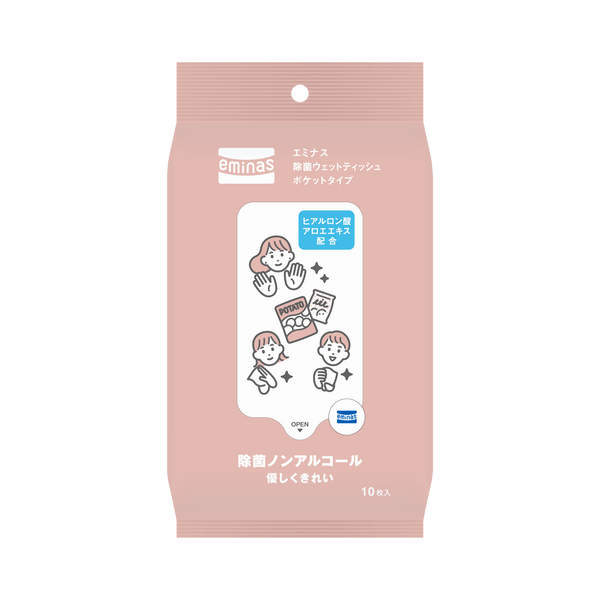 eminas除菌ウェットティッシュ ポケットタイプ ノンアルコール 10枚