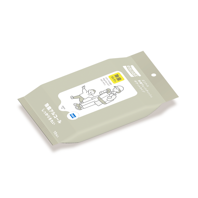 eminas disinfecting wet tissue alcohol pocket type 10 sheets
