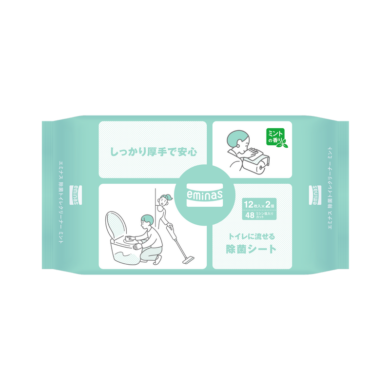 eminas 除菌トイレクリーナー ミント 12枚入り 2個セット 24個