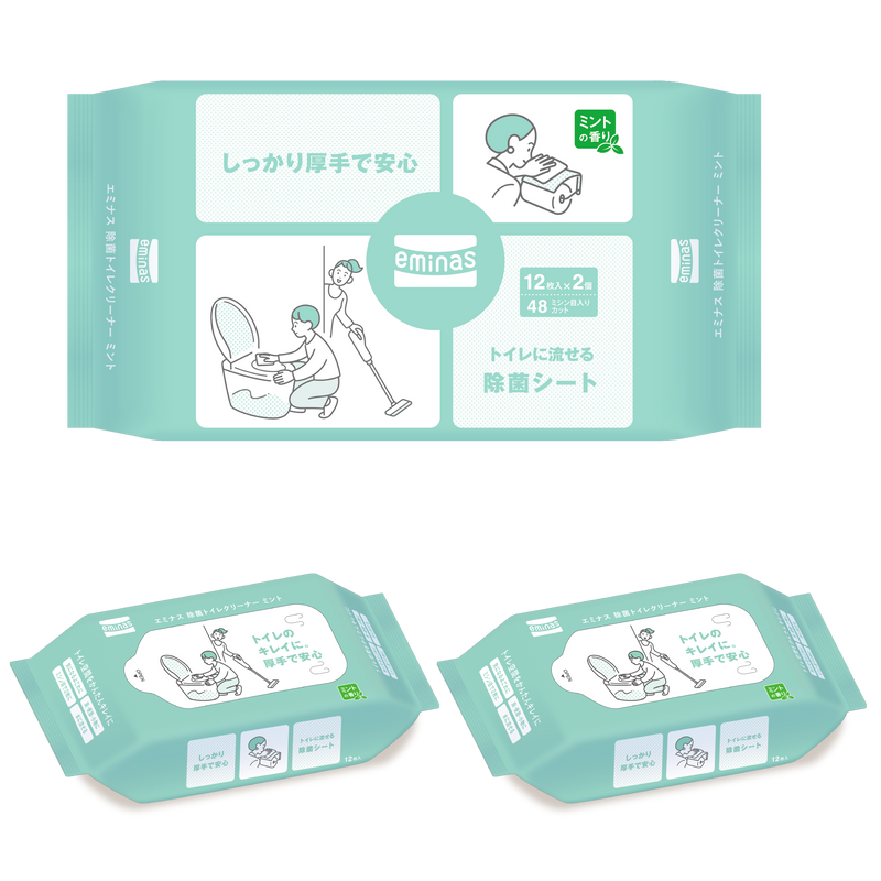 eminas 除菌トイレクリーナー ミント 12枚入り 2個セット 24個