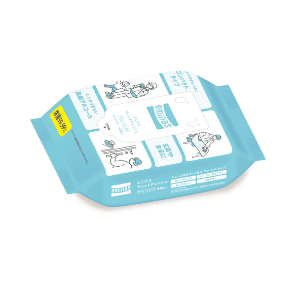 eminas wet tissue compact alcohol 40 sheets