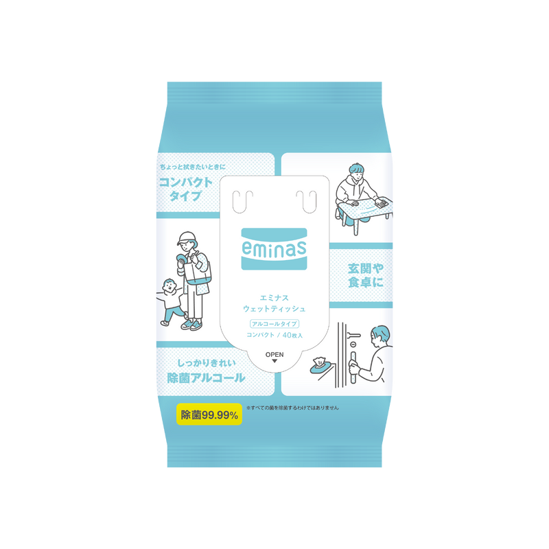 eminas wet tissue compact alcohol 40 pieces 56